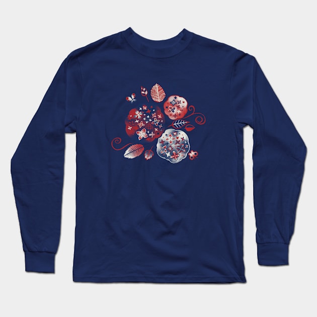 Ajisai / Hydrangea (紫陽花) Long Sleeve T-Shirt by akaneyabushita